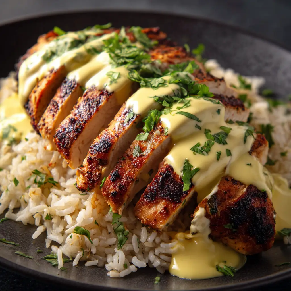 A pan of rich, creamy cheese sauce being poured over seasoned chicken cutlets. This shows the final step of preparing the Mexican chicken with cheese sauce.