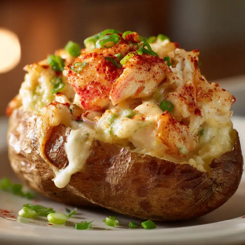 Cajun Seafood Stuffed Potatoes: The Ultimate Comfort Food 1 A bowl of creamy Cajun seafood filling, with visible pieces of pink shrimp, white crab meat, and green onions, ready to be loaded into baked potatoes.