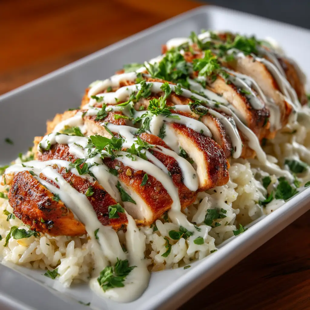 A side view of a white bowl filled with easy Creamy Cajun Chicken and Rice, with a fork resting on the side, ready to eat.