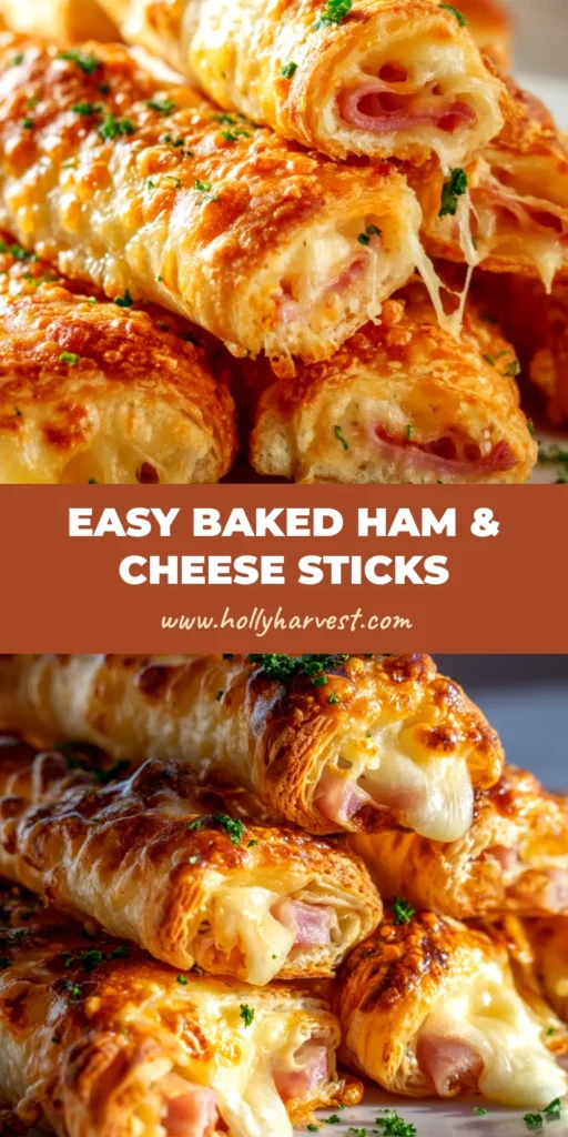 A platter of golden-brown, twisted Ham and Cheese Sticks, ready to be served as an easy appetizer.