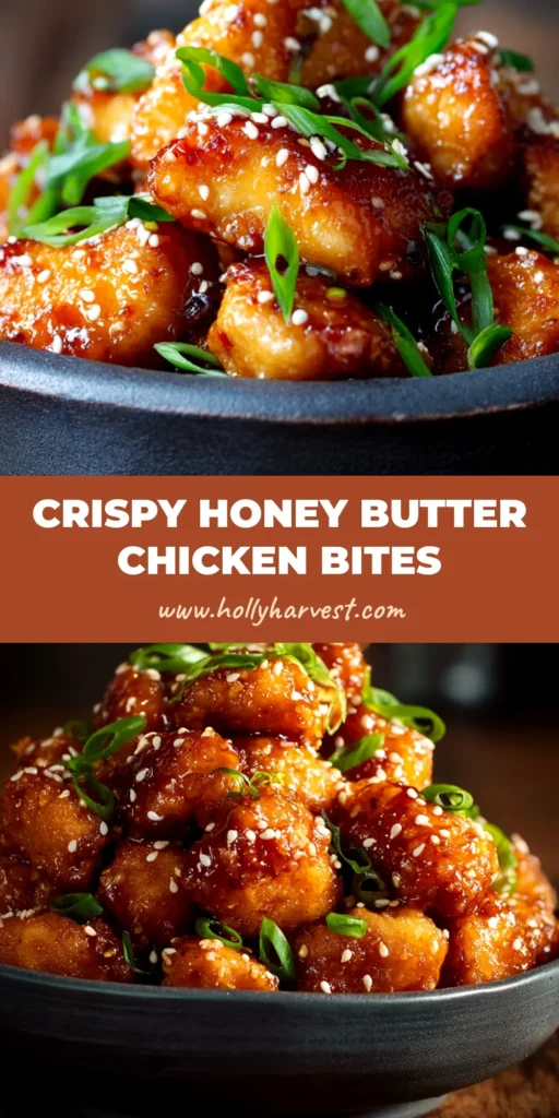 A large skillet filled with crispy Honey Butter Chicken Bites, glistening in a golden sauce and garnished with fresh parsley. The perfect easy weeknight dinner recipe.
