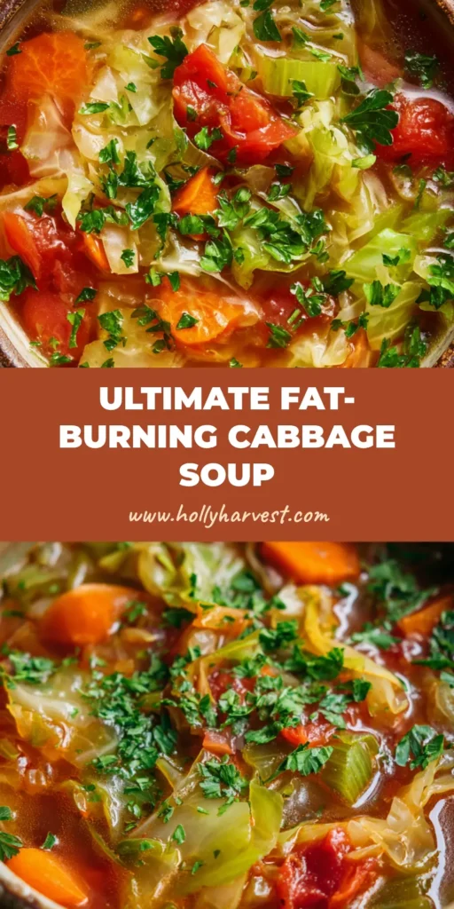 A rustic ceramic bowl filled with Fat Burning Cabbage Soup, featuring a hot tomato-tinted broth, submerged translucent cabbage, tender bright orange carrots, soft pale green celery, stewed red tomato chunks, and freshly chopped flat-leaf parsley.