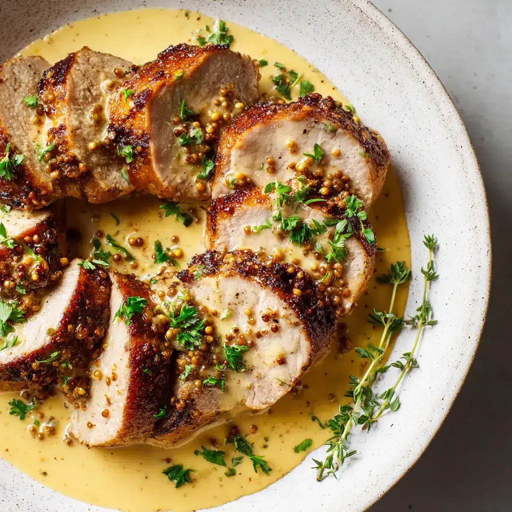 Sizzling thick pork medallions developing a deeply caramelized golden-brown crust in a hot skillet.