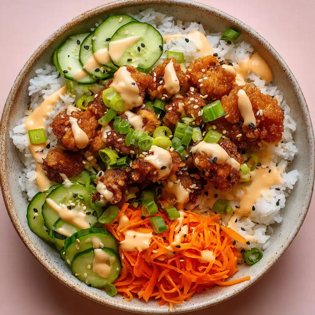 Piles of fresh bright orange shredded carrots and crisp green cucumber slices arranged neatly next to saucy crispy chicken.