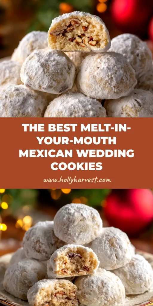 Mexican Wedding Cookies (The Ultimate No-Fail Recipe) 4 A beautiful platter of Mexican Wedding Cookies, perfectly dusted with powdered sugar and ready to eat. This pin features an easy, no-fail recipe for the classic holiday treat.