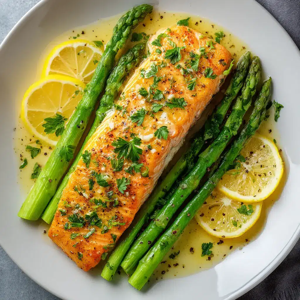 Baked Salmon in Foil: The Ultimate Easy Recipe 2 A top-down shot of a cooked salmon fillet in a foil packet, garnished with fresh herbs and lemon, illustrating the oven baked salmon method.