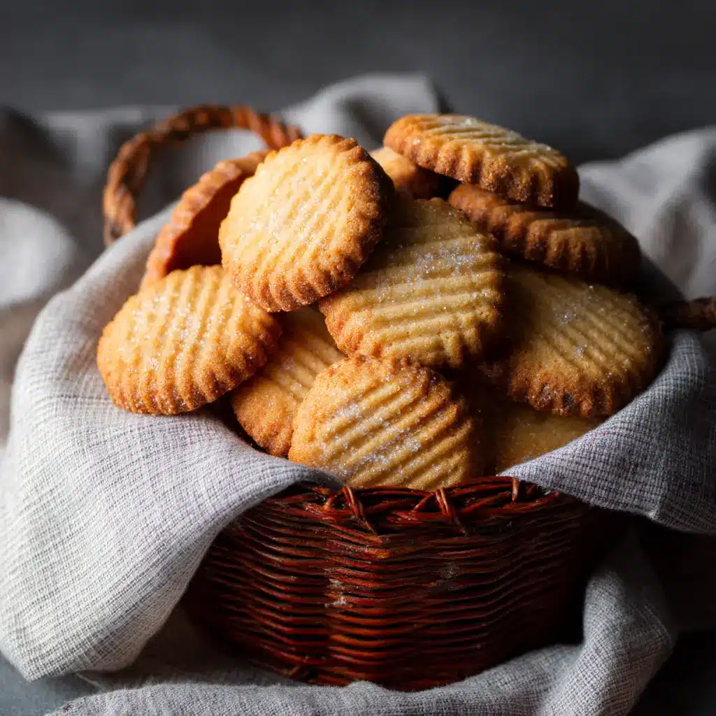 A log of chilled cookie dough for French salted butter cookies being sliced into rounds on a wooden board before baking. This shows a key step in the easy sablé recipe.