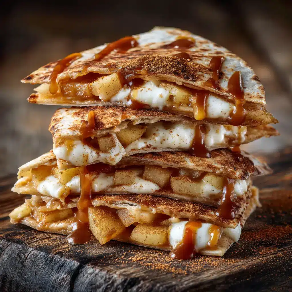 A stack of freshly cooked apple and cream cheese tortillas, golden brown and ready to be served for a kid-friendly breakfast.