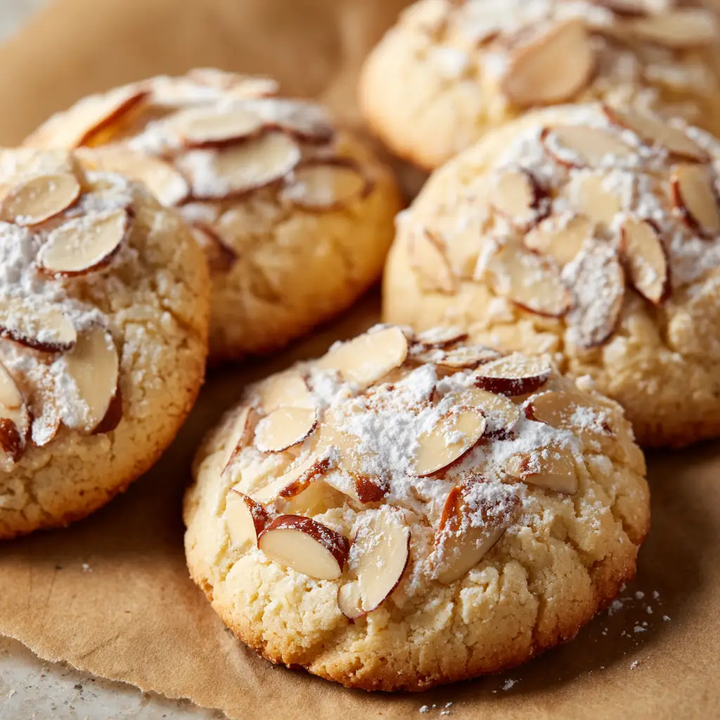 Irresistible Italian Almond Ricotta Cookies 1 A heavy uneven dusting of white powdered sugar over authentic Italian Almond Ricotta Cookies.