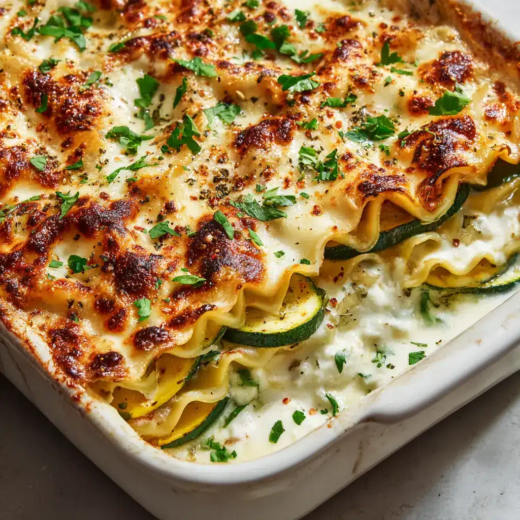 Veggie White Lasagna: A Creamy, Cheesy Roasted Vegetable Masterpiece 2 Close up view of the Veggie White Lasagna ingredients showing roasted zucchini, yellow squash, spinach, and a creamy white bechamel sauce.