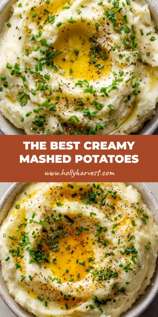 A close-up overhead view of creamy, fluffy mashed potatoes served in a rustic white ceramic bowl with a rich melted golden butter pool in the center well, garnished with fresh green chives and cracked black pepper.