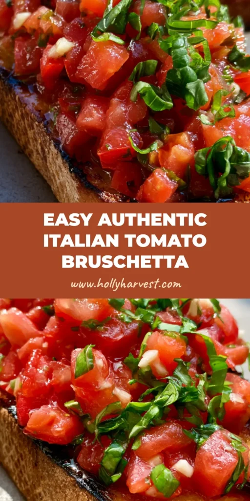 Italian Bruschetta Recipe with Charred Artisanal Baguette 4 A handheld smartphone photo showing authentic Italian tomato bruschetta on a grey stone platter. (Italian Bruschetta Recipe)