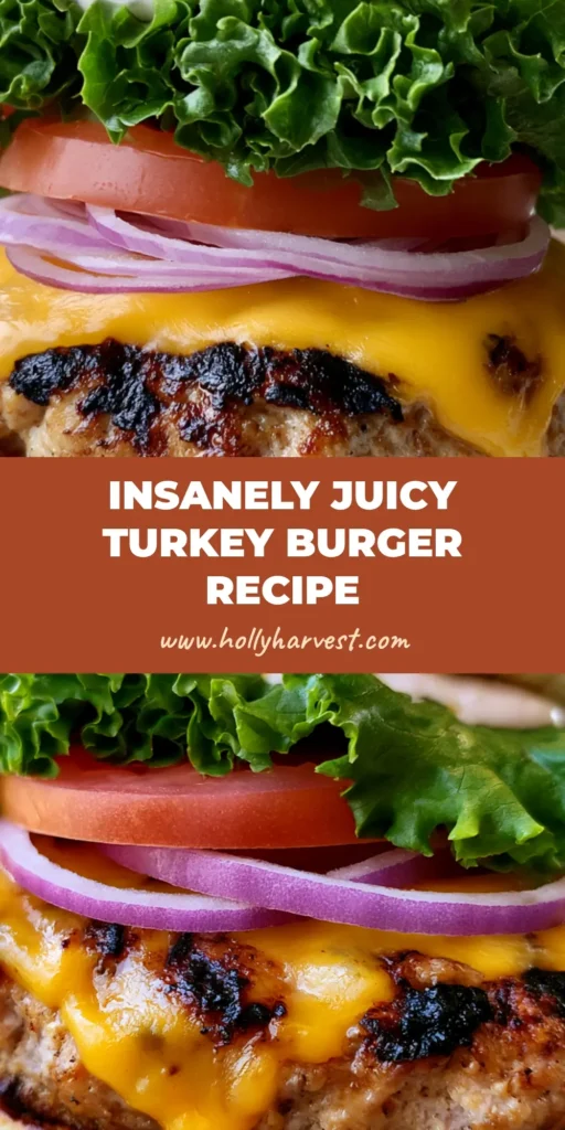 Juicy Turkey Burgers: The Ultimate Seared Brioche Recipe with Charred Edges 3 A close-up handheld photo of Juicy Turkey Burgers featuring a seared patty, melted yellow cheddar, and fresh vegetables on a toasted brioche bun.
