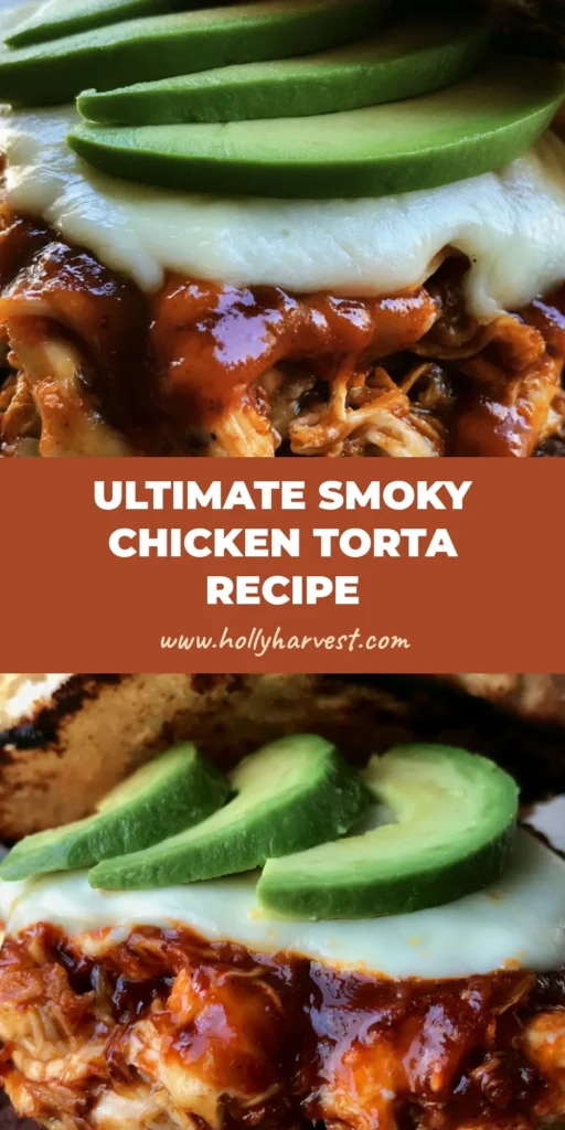 A close-up smartphone photo of a Chipotle Chicken Torta featuring shredded chicken in reddish-orange sauce, melted white Oaxaca cheese, and fresh avocado on a charred bolillo roll. (Chipotle Chicken Torta)