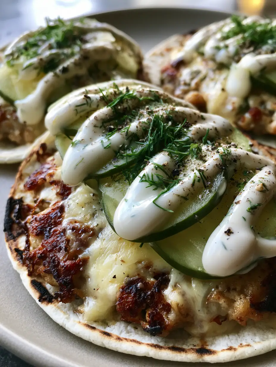 Dill Pickle Ranch Smash Chicken Tacos: The Crispy, Zesty Dinner You Need 3 Three smash chicken tacos on a neutral surface showing thin patties with crispy charred edges and melted cheese. (Dill Pickle Ranch Smash Chicken Tacos)
