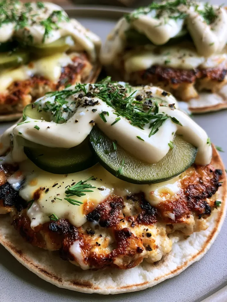 Dill Pickle Ranch Smash Chicken Tacos: The Crispy, Zesty Dinner You Need 1 A handheld shot of Dill Pickle Ranch Smash Chicken Tacos drizzled with ranch and topped with fresh dill and black pepper.