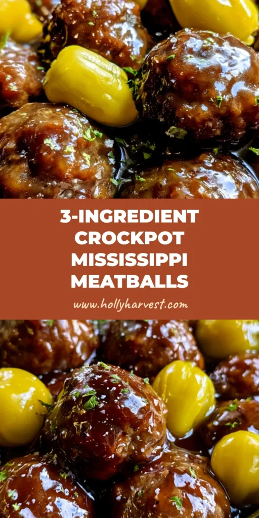 Crockpot Mississippi Meatballs: The Ultimate Savory and Tangy Slow Cooker Comfort Food 5 A handheld smartphone photo of glossy Crockpot Mississippi Meatballs in a black slow cooker bowl, garnished with pepperoncini and parsley.