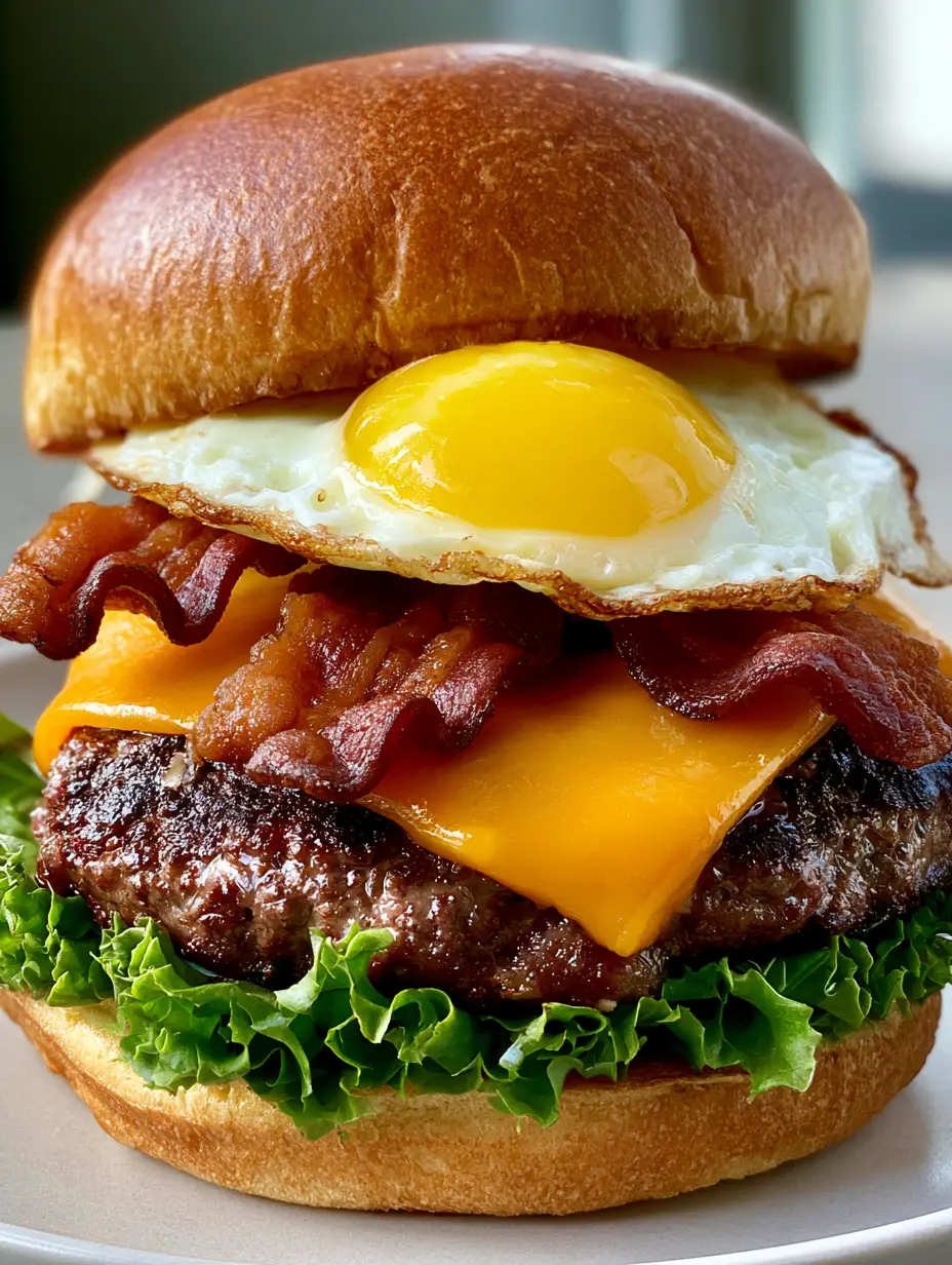 Crack Burgers: The Ultimate Bacon Egg Cheeseburger Recipe 3 Detailed view of the seared beef patty and crispy bacon layers in these gourmet Crack Burgers.