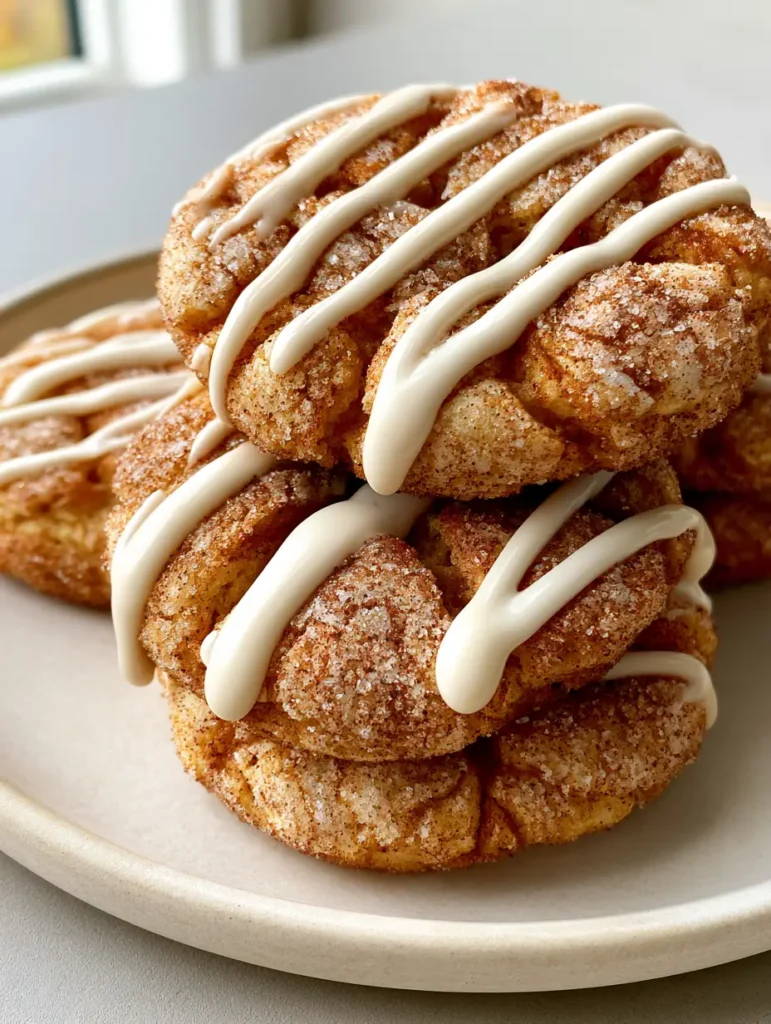 French Toast Cookies: The Ultimate Soft-Baked Maple Glazed Delight 1 Close-up of a French Toast Cookie showcasing the opaque white maple glaze in precise zig-zag lines over a golden sugar crust.