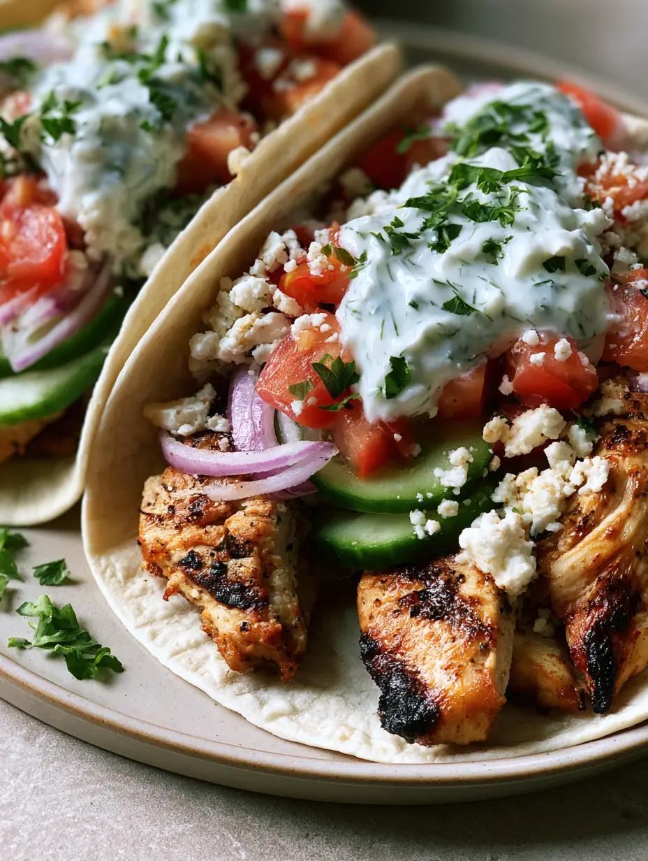 Mediterranean Chicken Tacos with Creamy Dill Tzatziki and Charred Chicken 3 Sizzling golden-brown chicken strips with charred edges being prepared for Mediterranean Chicken Tacos. (Mediterranean Chicken Tacos)