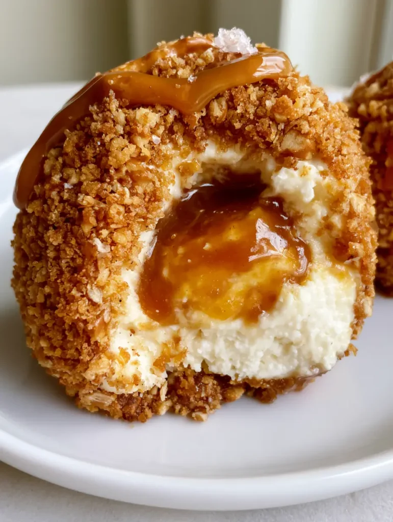 Salted Caramel Pretzel Cheesecake Bites: The Ultimate Sweet and Salty Recipe 1 Top view of Salted Caramel Pretzel Cheesecake Bites heavily coated in pretzel bits with an amber caramel drizzle.